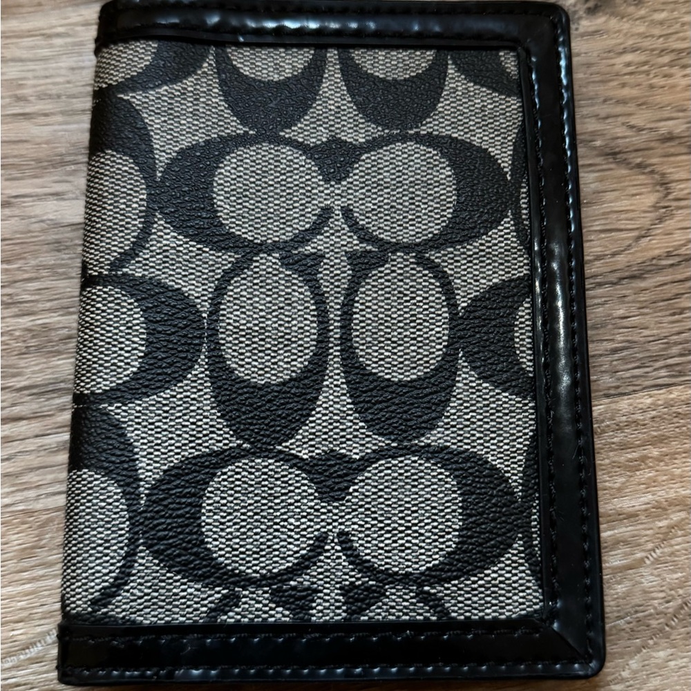 Coach Black and Gray Men's Card / Passport Holder